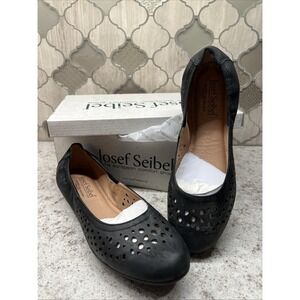 Josef Seibel Women's Pippa 29 Black Nesty Oil Burnish Leather Ballet Flat Sz 8.5